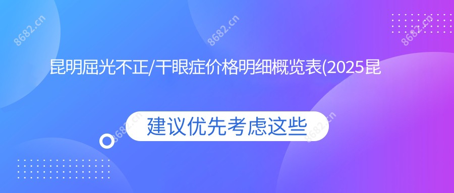 昆明屈光不正/干眼症价格明细概览表(2025昆明屈光不正屈光不正均价为：5558元)